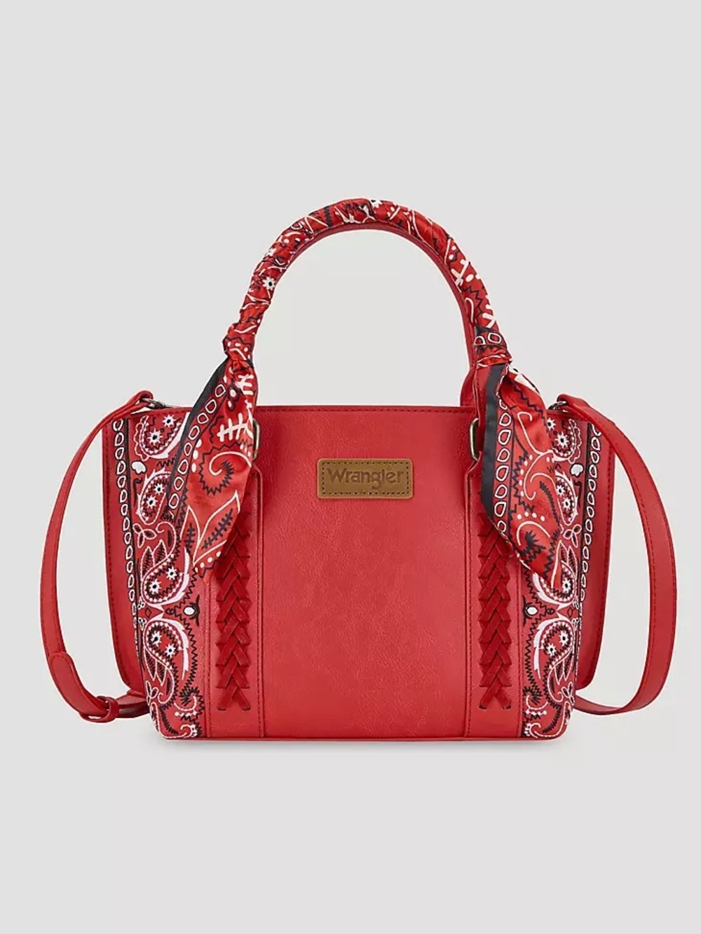 Wrangler Red Satchel with Bandana-Trim Handles